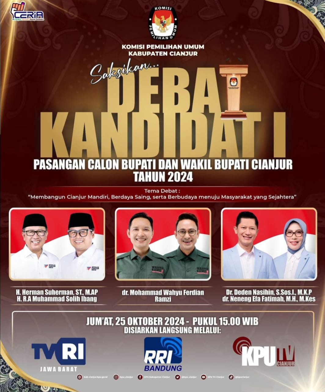 Debat Kandidat Paslon Tidak Di Cianjur?, Ini Alasan KPU