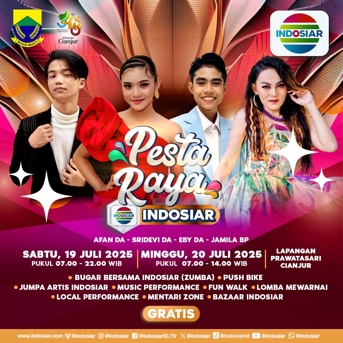 Pesta Raya Indosiar Ramaikan HUT Cianjur ke-348 Bertabur Artis Dangdut Academy & Bintang Pantura