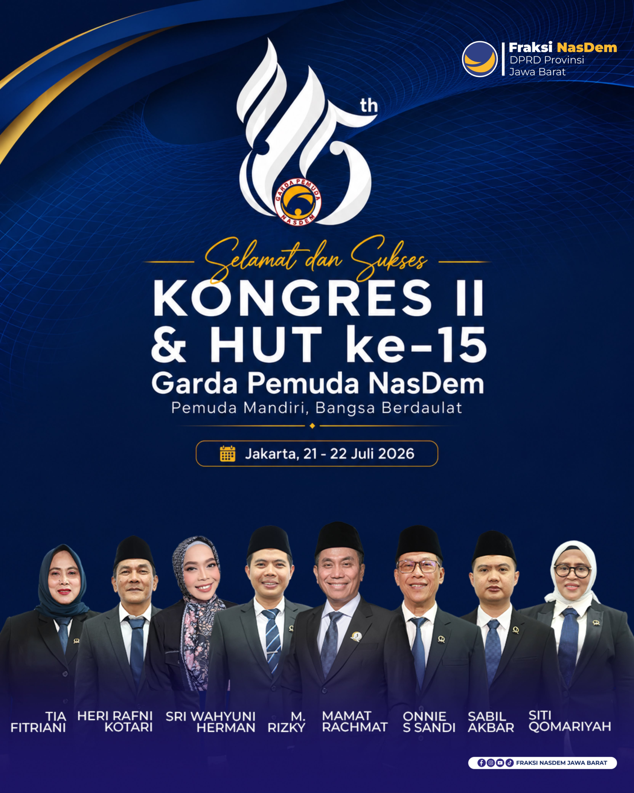 Fraksi NasDem DPRD Jabar Harap Kongres II Garda Pemuda Lahirkan Pemimpin Muda Visioner