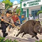 Bagong Mengamuk Masuk Puskesmas Campaka, Warga Tangkap Hidup-hidup