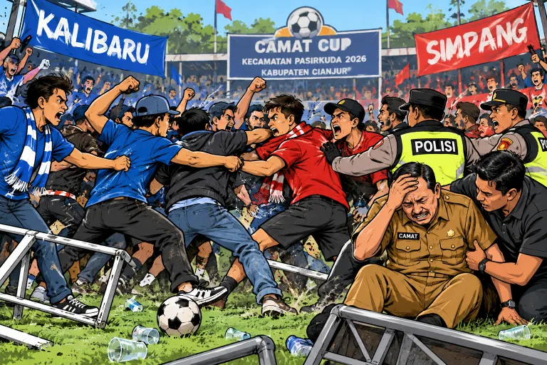 Laga Camat Cup Pasirkuda Ricuh, Suporter Antar Desa Terlibat Keributan