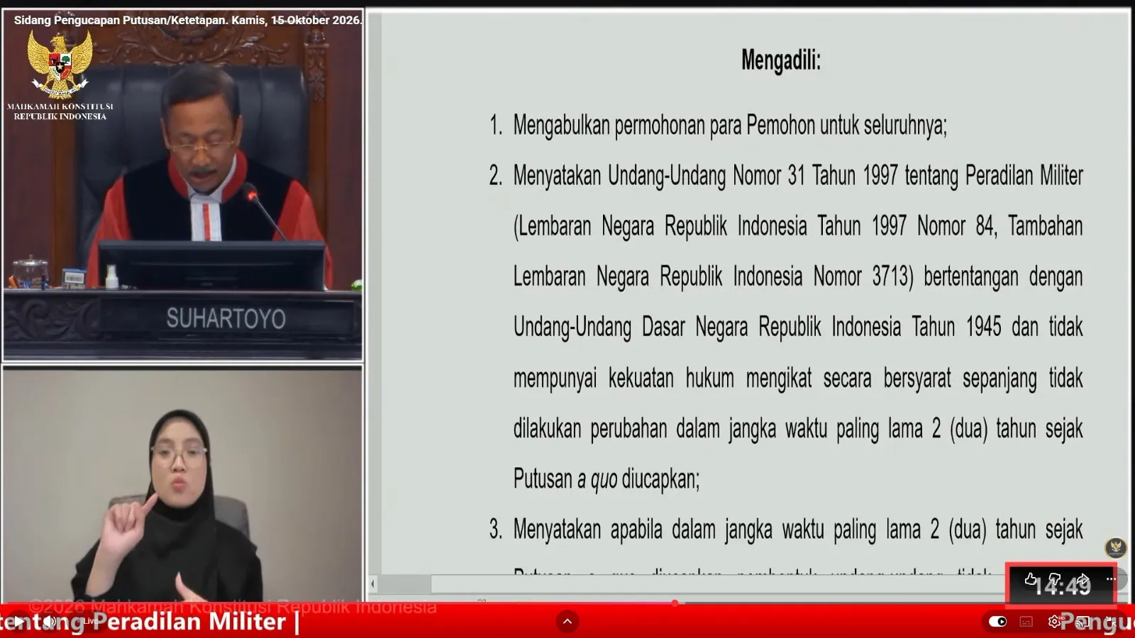 Revisi UU Peradilan Militer Harus Atur Batas Yurisdiksi dan Independensi Hakim